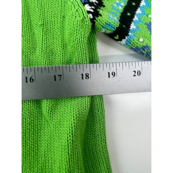 Quacker Factory Women's Green Long Sleeve Full Zip Ski Snow Motif Sweater M - Picture 12 of 16